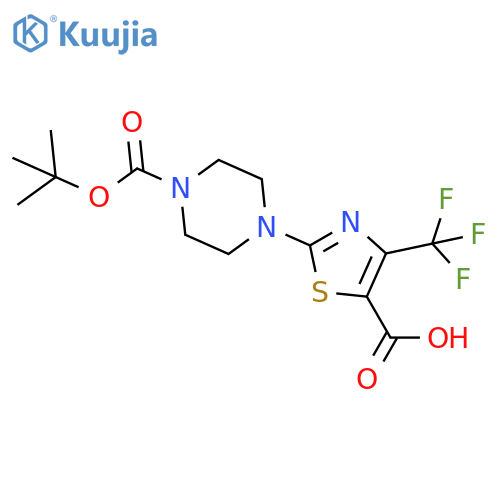 2-{4-(tert-butoxy)carbonylpiperazin-1-yl}-4-(trifluoromethyl)-1,3-thiazole-5-carboxylic acid structure