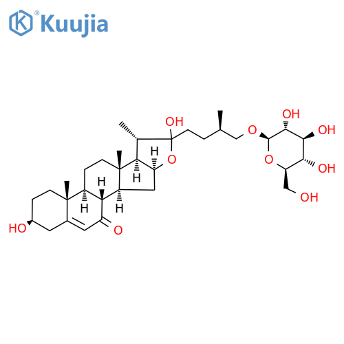 (3β,25R)-26-(β-D-glucopyranosyloxy)-3,22-dihydroxy-Furost-5-en-7-one structure