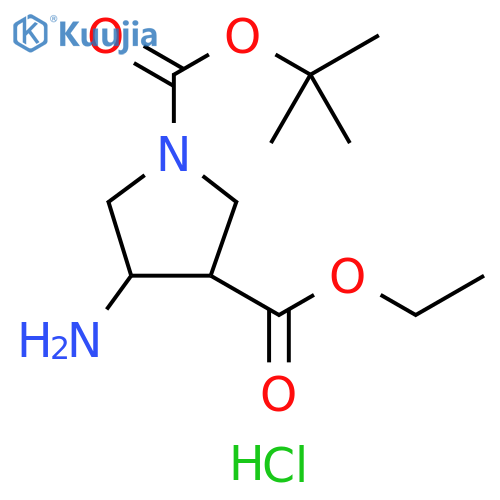 1,3-Pyrrolidinedicarboxylic acid, 4-amino-, 1-(1,1-dimethylethyl) 3-ethyl ester, hydrochloride (1:1) structure