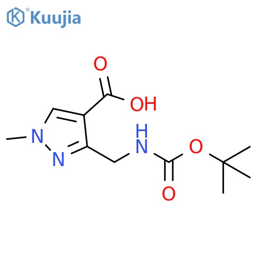3-({(tert-butoxy)carbonylamino}methyl)-1-methyl-1H-pyrazole-4-carboxylic acid structure