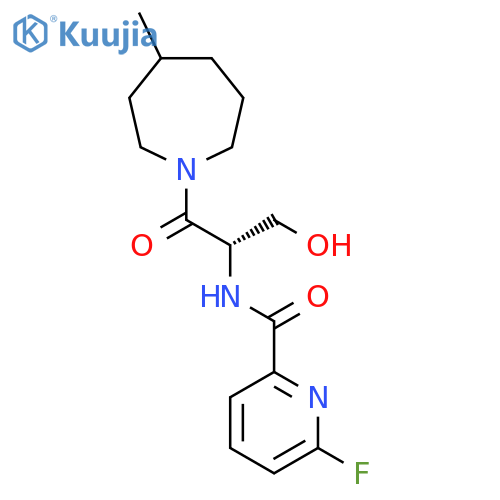 6-fluoro-N-[(2S)-3-hydroxy-1-(4-methylazepan-1-yl)-1-oxopropan-2-yl]pyridine-2-carboxamide structure