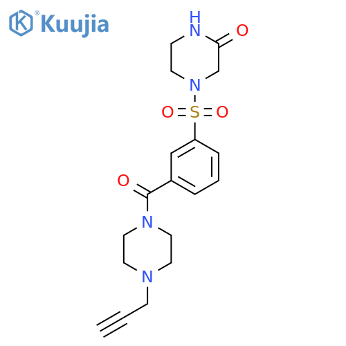 4-{3-[4-(Prop-2-yn-1-yl)piperazine-1-carbonyl]benzenesulfonyl}piperazin-2-one structure