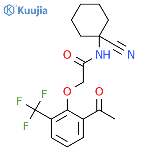 2-[2-acetyl-6-(trifluoromethyl)phenoxy]-N-(1-cyanocyclohexyl)acetamide structure