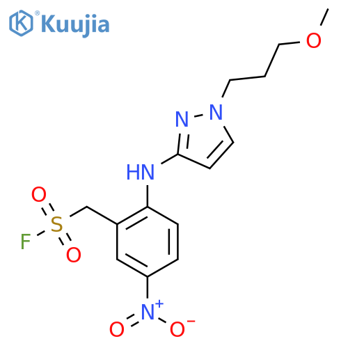 (2-{[1-(3-methoxypropyl)-1H-pyrazol-3-yl]amino}-5-nitrophenyl)methanesulfonyl fluoride structure