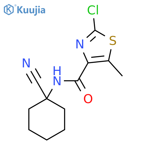 2-chloro-N-(1-cyanocyclohexyl)-5-methyl-1,3-thiazole-4-carboxamide structure
