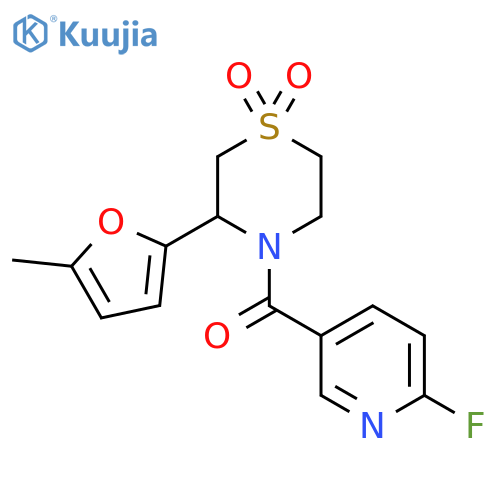 4-(6-Fluoropyridine-3-carbonyl)-3-(5-methylfuran-2-yl)-1lambda6-thiomorpholine-1,1-dione structure