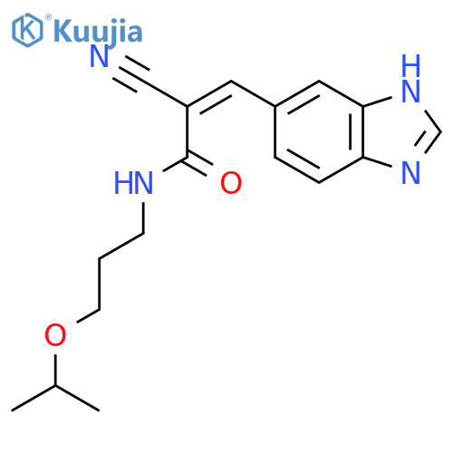 3-(1H-1,3-benzodiazol-5-yl)-2-cyano-N-[3-(propan-2-yloxy)propyl]prop-2-enamide structure