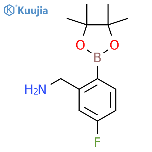5-fluoro-2-(tetramethyl-1,3,2-dioxaborolan-2-yl)phenylmethanamine structure