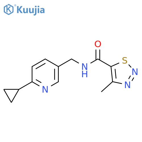 N-[(6-cyclopropylpyridin-3-yl)methyl]-4-methyl-1,2,3-thiadiazole-5-carboxamide structure
