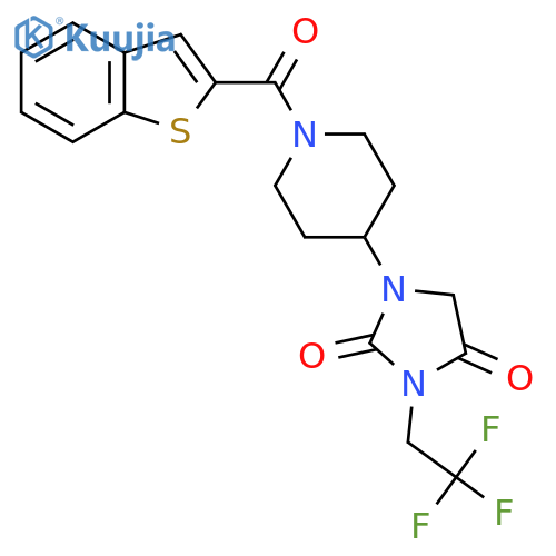 1-1-(1-benzothiophene-2-carbonyl)piperidin-4-yl-3-(2,2,2-trifluoroethyl)imidazolidine-2,4-dione structure