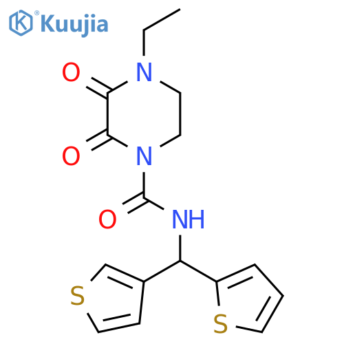 4-ethyl-2,3-dioxo-N-(thiophen-2-yl)(thiophen-3-yl)methylpiperazine-1-carboxamide structure
