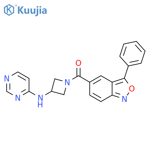 N-1-(3-phenyl-2,1-benzoxazole-5-carbonyl)azetidin-3-ylpyrimidin-4-amine structure