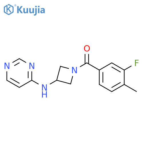 N-[1-(3-fluoro-4-methylbenzoyl)azetidin-3-yl]pyrimidin-4-amine structure