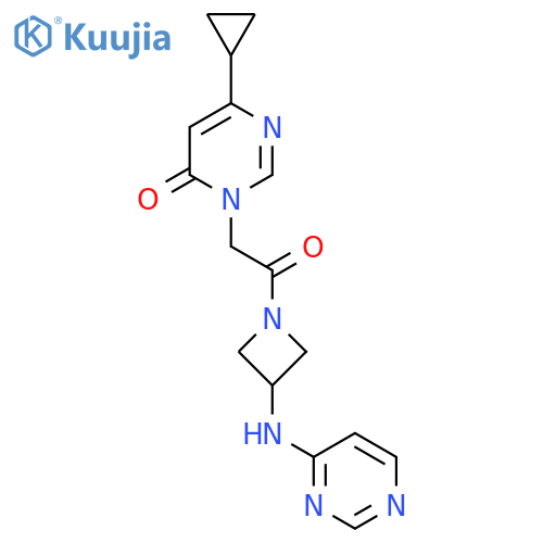 6-cyclopropyl-3-(2-oxo-2-{3-(pyrimidin-4-yl)aminoazetidin-1-yl}ethyl)-3,4-dihydropyrimidin-4-one structure