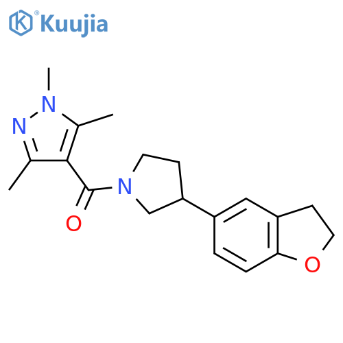 4-3-(2,3-dihydro-1-benzofuran-5-yl)pyrrolidine-1-carbonyl-1,3,5-trimethyl-1H-pyrazole structure