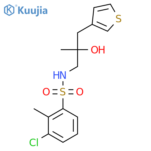 3-chloro-N-{2-hydroxy-2-[(thiophen-3-yl)methyl]propyl}-2-methylbenzene-1-sulfonamide structure