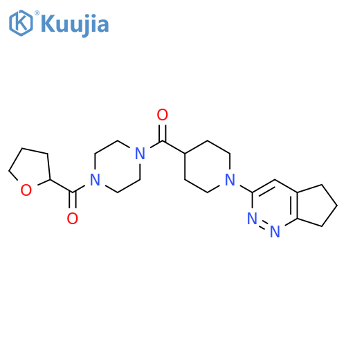 1-(1-{5H,6H,7H-cyclopenta[c]pyridazin-3-yl}piperidine-4-carbonyl)-4-(oxolane-2-carbonyl)piperazine structure