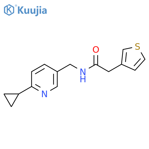 N-[(6-cyclopropylpyridin-3-yl)methyl]-2-(thiophen-3-yl)acetamide structure