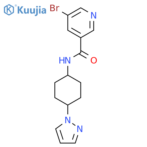 5-bromo-N-[4-(1H-pyrazol-1-yl)cyclohexyl]pyridine-3-carboxamide structure