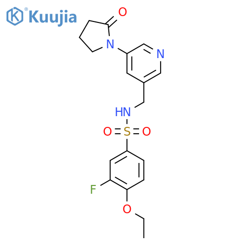 4-ethoxy-3-fluoro-N-{[5-(2-oxopyrrolidin-1-yl)pyridin-3-yl]methyl}benzene-1-sulfonamide structure