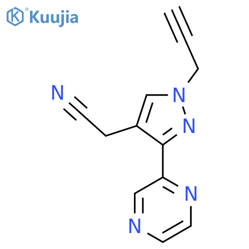 2-(1-(Prop-2-yn-1-yl)-3-(pyrazin-2-yl)-1H-pyrazol-4-yl)acetonitrile structure
