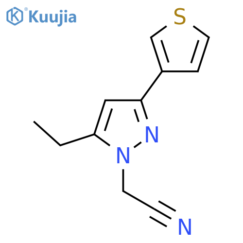 2-(5-ethyl-3-(thiophen-3-yl)-1H-pyrazol-1-yl)acetonitrile structure
