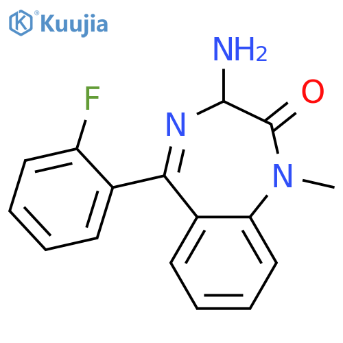 3-amino-5-(2-fluorophenyl)-1-methyl-2,3-dihydro-1H-1,4-benzodiazepin-2-one structure
