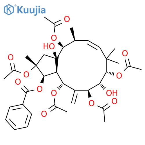 (2R,3R,3aS,4R,6S,7S,8S,12S,13S,13aR,E)-3-(benzoyloxy)-7,13a-dihydroxy-2,9,9,12-tetramethyl-5-methylene-2,3,3a,4,5,6,7,8,9,12,13,13a-dodecahydro-1H-cyclopenta[12]annulene-2,4,6,8,13-pentayl pentaacetate structure