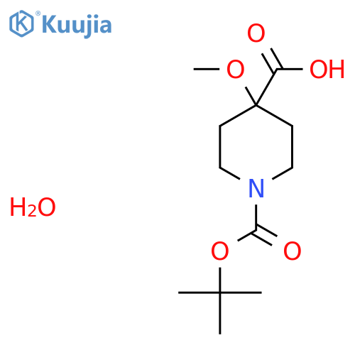4-Methoxy-1-[(2-methylpropan-2-yl)oxycarbonyl]piperidine-4-carboxylic acid;hydrate structure