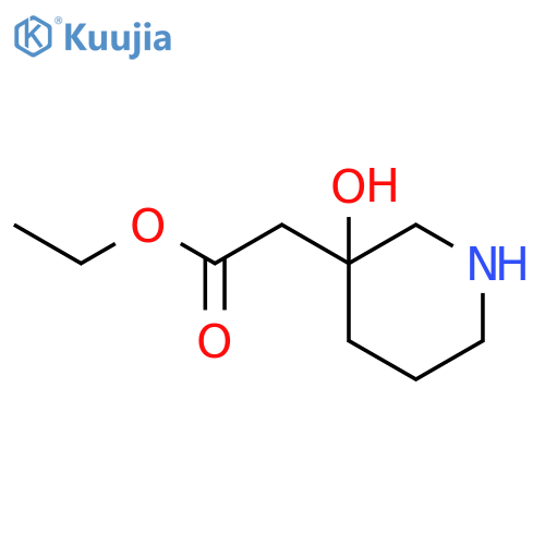 (3-Hydroxy-piperidin-3-yl)-acetic acid ethyl ester structure