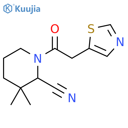 3,3-Dimethyl-1-[2-(5-thiazolyl)acetyl]-2-piperidinecarbonitrile structure