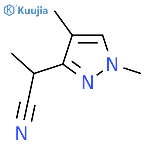 2-(1,4-dimethyl-1H-pyrazol-3-yl)propanenitrile structure