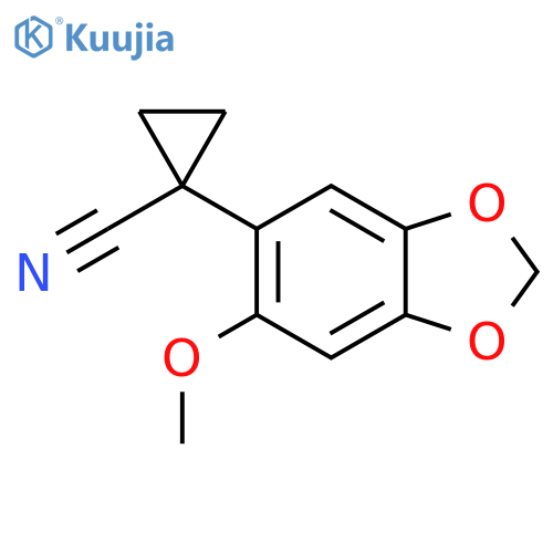 1-(6-methoxy-1,3-dioxaindan-5-yl)cyclopropane-1-carbonitrile structure
