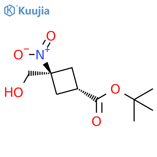 Cyclobutanecarboxylic acid, 3-(hydroxymethyl)-3-nitro-, 1,1-dimethylethyl ester, trans- structure