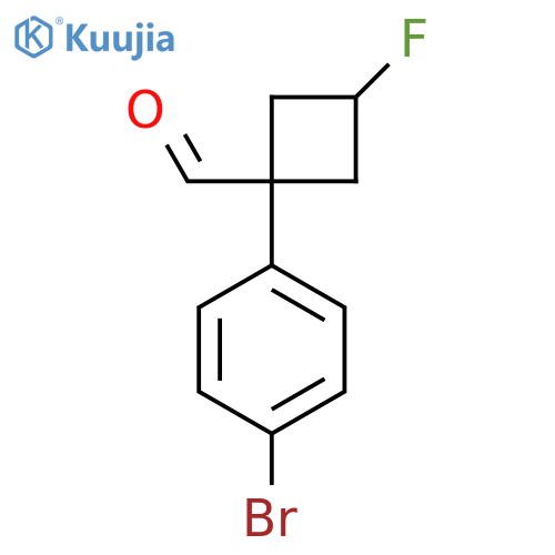 (1r,3r)-1-(4-bromophenyl)-3-fluorocyclobutane-1-carbaldehyde structure