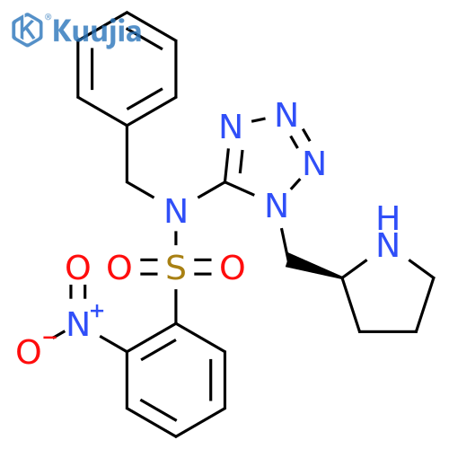 N-benzyl-2-nitro-N-(1-{[(2S)-pyrrolidin-2-yl]methyl}-1H-1,2,3,4-tetrazol-5-yl)benzene-1-sulfonamide structure