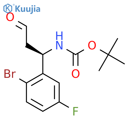 tert-butyl N-(1R)-1-(2-bromo-5-fluorophenyl)-3-oxopropylcarbamate structure