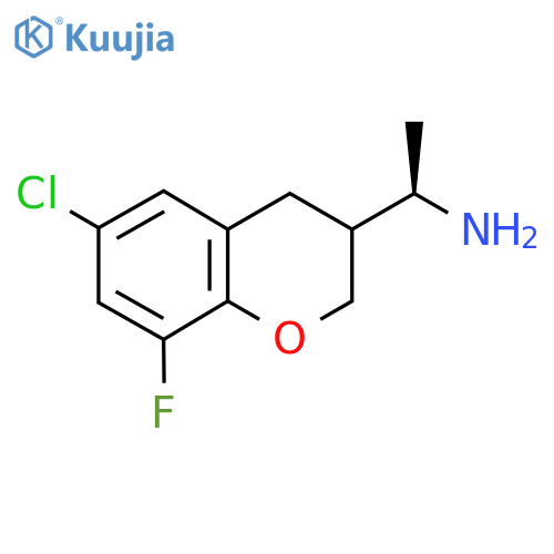 (1R)-1-(6-chloro-8-fluoro-3,4-dihydro-2H-1-benzopyran-3-yl)ethan-1-amine structure