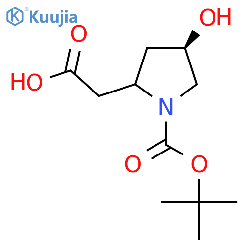 2-[(4R)-1-[(tert-butoxy)carbonyl]-4-hydroxypyrrolidin-2-yl]acetic acid structure