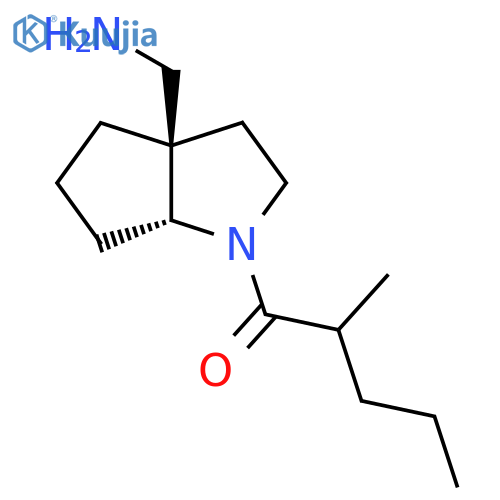 rac-1-[(3aR,6aR)-3a-(aminomethyl)-octahydrocyclopenta[b]pyrrol-1-yl]-2-methylpentan-1-one structure