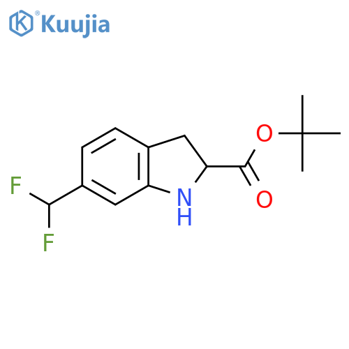 tert-butyl 6-(difluoromethyl)-2,3-dihydro-1H-indole-2-carboxylate structure