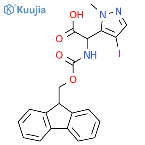 2-({[(9H-fluoren-9-yl)methoxy]carbonyl}amino)-2-(4-iodo-1-methyl-1H-pyrazol-5-yl)acetic acid structure