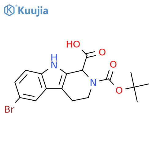 6-bromo-2-(tert-butoxy)carbonyl-1H,2H,3H,4H,9H-pyrido3,4-bindole-1-carboxylic acid structure