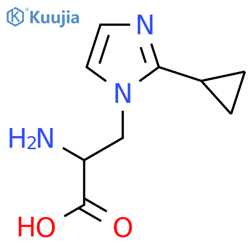 2-amino-3-(2-cyclopropyl-1H-imidazol-1-yl)propanoic acid structure