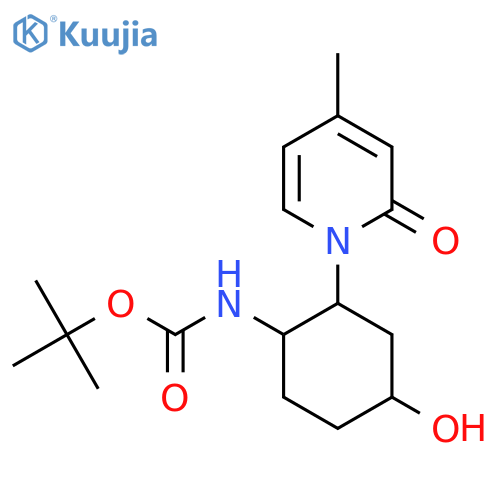 tert-butyl N-[4-hydroxy-2-(4-methyl-2-oxo-1,2-dihydropyridin-1-yl)cyclohexyl]carbamate structure