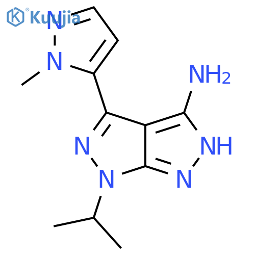 4-(1-methyl-1H-pyrazol-5-yl)-6-(propan-2-yl)-1H,6H-1,2diazolo3,4-cpyrazol-3-amine structure