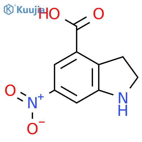 6-nitro-2,3-dihydro-1H-indole-4-carboxylic acid structure