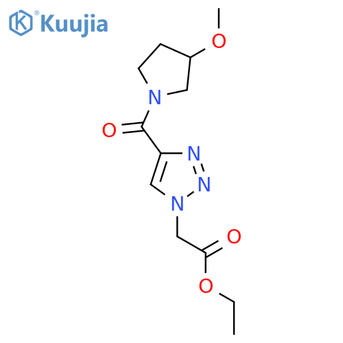 ethyl 2-4-(3-methoxypyrrolidine-1-carbonyl)-1H-1,2,3-triazol-1-ylacetate structure