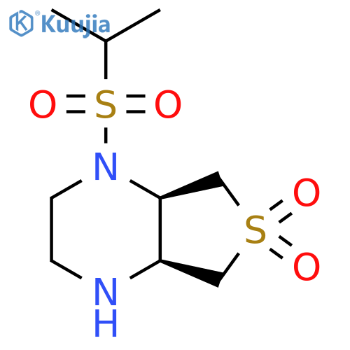 rac-(4aR,7aS)-1-(propane-2-sulfonyl)-octahydro-6lambda6-thieno[3,4-b]piperazine-6,6-dione structure