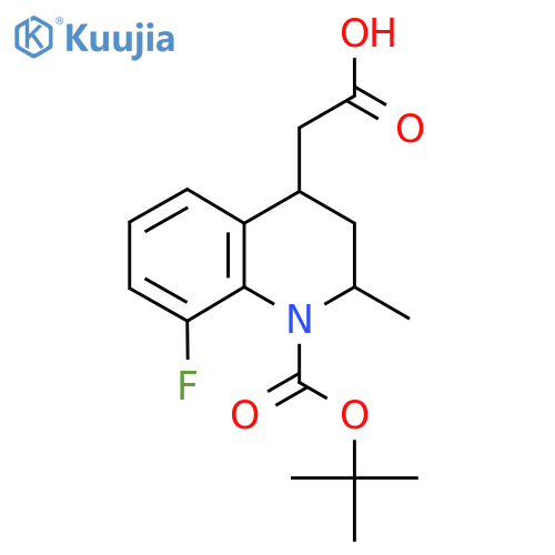 2-{1-(tert-butoxy)carbonyl-8-fluoro-2-methyl-1,2,3,4-tetrahydroquinolin-4-yl}acetic acid structure